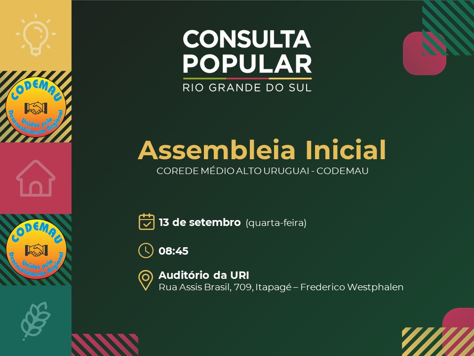 Assembleia Inicial da Consulta Popular será nesta quarta-feira