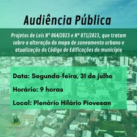 Atualização do Código de Edificações será tema de audiência pública na Câmara de Vereadores