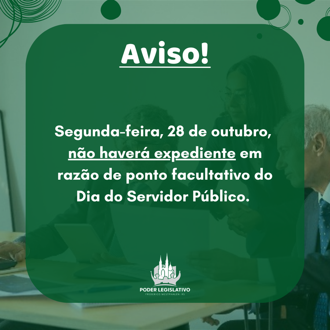 Câmara terá ponto facultativo na segunda-feira, 28