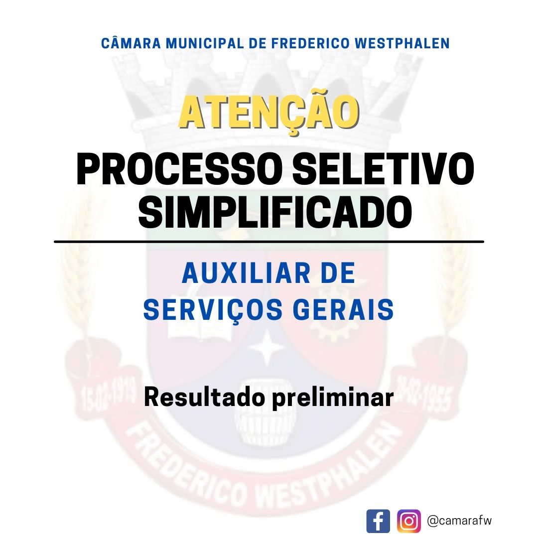 Comissão divulga resultado preliminar de Processo Seletivo para Serviços Gerais