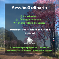 Confira a pauta da 1ª Sessão Ordinária do mês de agosto