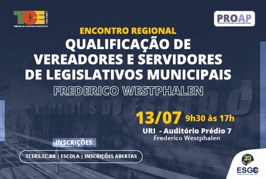 Encontro Regional de Qualificação de vereadores e servidores de Legislativos Municipais irá ocorrer na quinta-feira, 13