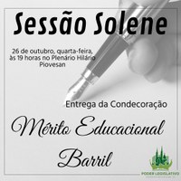 Sessão Solene em homenagem aos professores será realizada nesta quarta-feira, 26