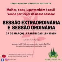 Terça-feira será marcada por Sessões Extraordinária e Ordinária. Confira as pautas!